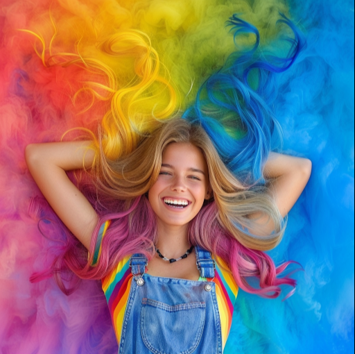 woman with dyed armpit hair showing her underarms